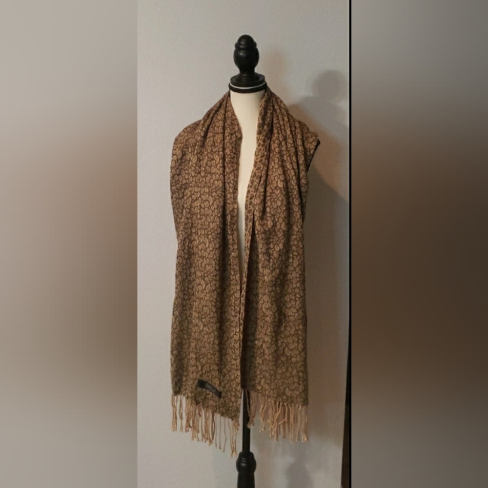 Cheetah Print Scarf Fringe Wrap OS